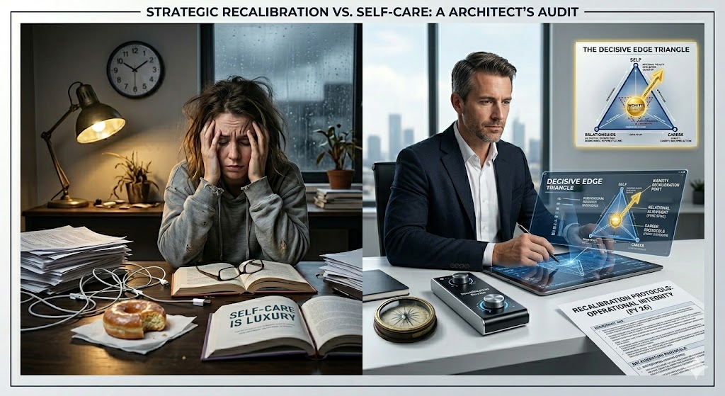 Strategic Recalibration vs. self-care — reactive “patch” burnout vs. the Architect’s protocols and Decisive Edge Triangle