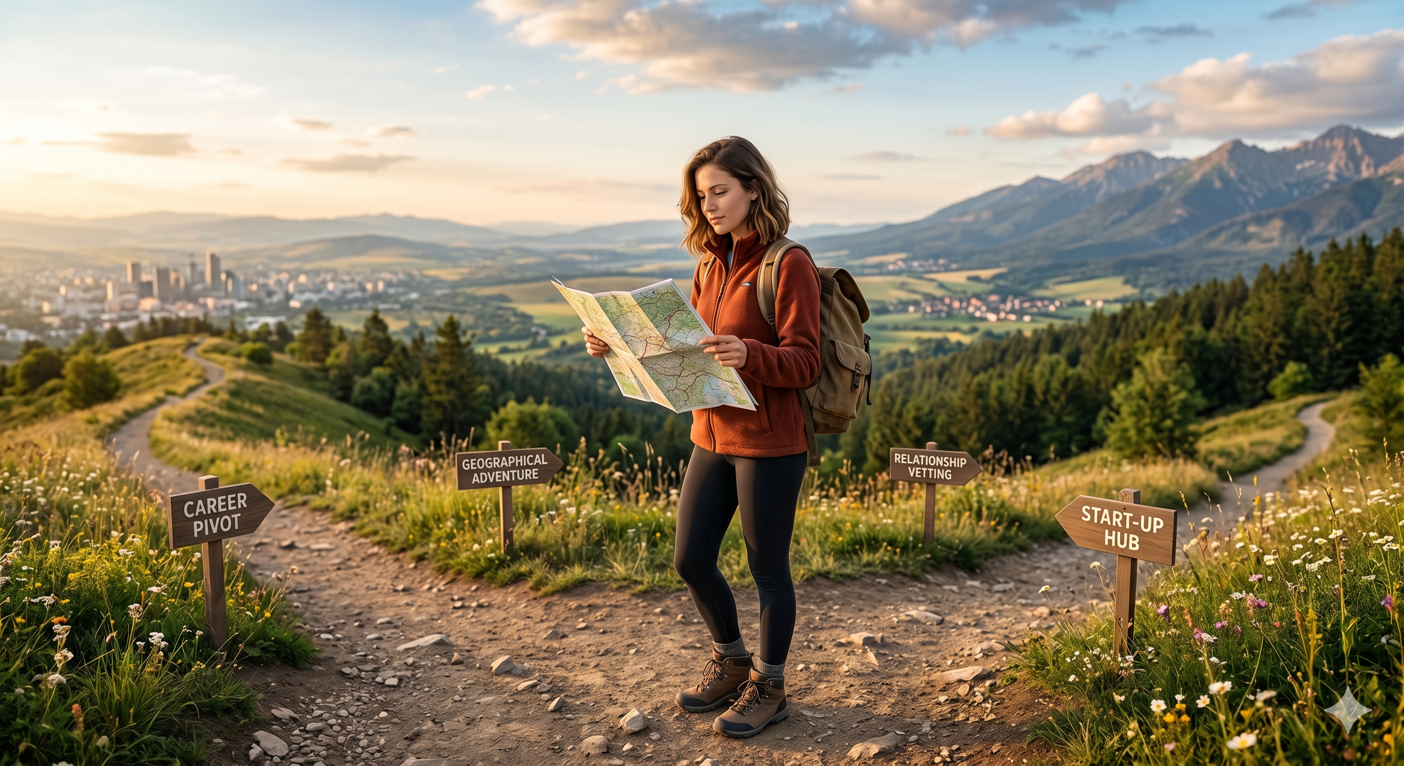 A top-down shot of a young adult looking at a map with various divergent paths drawn out, symbolizing the "Audition" phase of life.